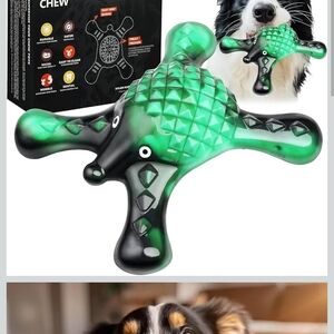 Interactive Green and Black Dog Chew Toy